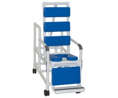 Tilt shower chair with open front soft seat, TOTAL PADDING BLUE