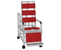 Tilt shower chair with open front soft seat, TOTAL PADDING RED