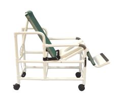 Tilt shower chair with open front soft seat