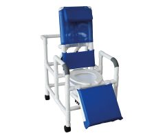 Reclining shower chair with deluxe elongated open front commode seat