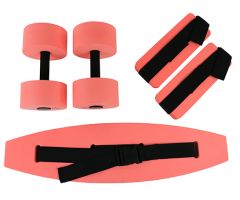 CanDo deluxe aquatic exercise kit (jogger belt, ankle cuffs, hand bars), medium, red