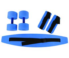 CanDo deluxe aquatic exercise kit (jogger belt, ankle cuffs, hand bars), large, blue