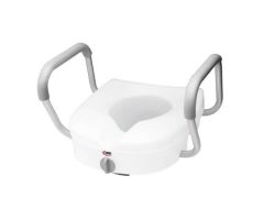 Raised Toilet Seat with Arms E-Z Lock™ 5 Inch Height White 300 lbs. Weight Capacity