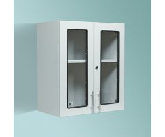 Wall Cabinet with Windows and Locking Doors, 24"
