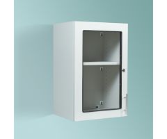 Wall Cabinet with Window and Locking Door, 18 Inch 