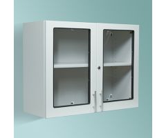 Wall Cabinet with Windows and Locking Doors, 36"