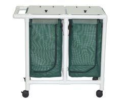 Double hamper with mesh bag twin casters zipper opening push/pull handle 