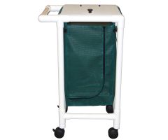 Single hamper with mesh bag twin casters, zipper opening push/pull handle