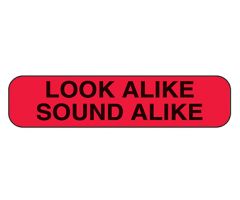 Look Alike Sound Alike Labels, Red with Black Text