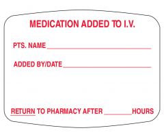 Medication Added To I.V. Labels