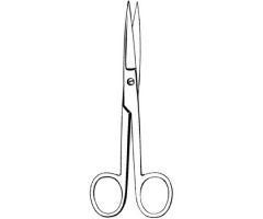 Operating Scissors Merit 4-1/2 Inch Length Office Grade Stainless Steel NonSterile Finger Ring Handle Straight Sharp Tip / Sharp Tip