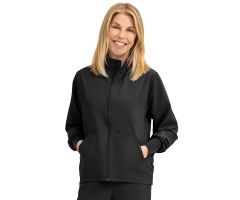 Self-Piping Track Jacket with Pocket, Black, Size S
