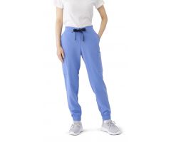 First AVE Women's 7-Pocket Jogger-Style Scrub Pant, Ceil Blue, Size S Tall