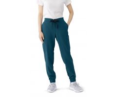 First AVE Women's 7-Pocket Jogger-Style Scrub Pant, Caribbean Blue, Size XS Tall