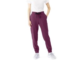 First AVE Women's 7-Pocket Jogger-Style Scrub Pant, Wine, Size S Tall