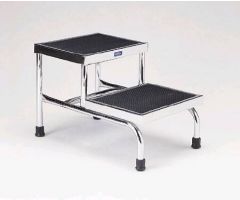 Step Stool 2-Steps Chrome Plated Steel 8 / 16 Inch Step Height