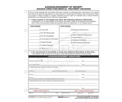 Acknowledgement of Receipt for Advanced Directives 3128/2P
