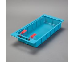 Size Colored Crash Cart Box with Built-In Handle and Clear Slide-In Lid - Light Blue