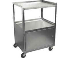 Stainless Steel Carts - 3 Shelf Cart W/ Locking Cabinet