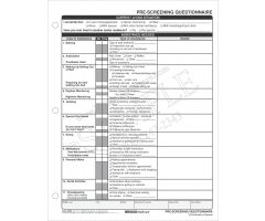 Assisted Living Pre-Screening Questionnaire Form ( Pack of 5)
