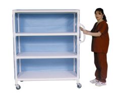 3-shelf jumbo linen cart with mesh or solid vinyl cover