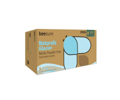 Gloves Exam BeeSure Naturals Glacier Powder-Free Nitrile Small Blue 300/Bx, 10 BX/CA, 3530061CA