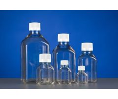 250mL PET Square Media Bottles, Sterile, double bagged small pacakging, 6/pk, 48/cs