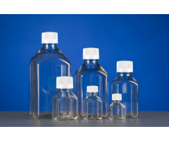 500mL PETG Square Storage Bottles, Sterile, Tray-Packed, 20/pk, 40/cs