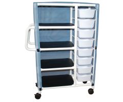 Combo cart with 4 shelves and 8 pull out tubs with mesh or solid vinyl cover