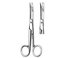 Operating Scissors Merit 6-1/2 Inch Length Office Grade Stainless Steel NonSterile Finger Ring Handle Curved Sharp Tip / Blunt Tip