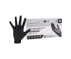 Gloves Exam Ammex Powder-Free Nitrile 9.5 in Medium 8 Black 100/Bx, 10 BX/CA, 3980143CA