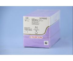 Absorbable Antibacterial Suture with Needle Coated Vicryl Plus Polyglactin 910 with Irgacare MP Antibacterial Suture P-2 1/2 Circle Precision Reverse Cutting Needle Size 5 - 0 Braided