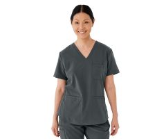 Lex AVE Women's Scrub Top, Charcoal, Size S