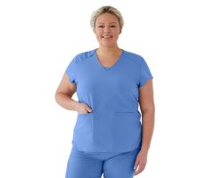 Monroe AVE Women's Scrub Top, Ceil Blue, XL
