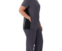 Staten AVE Women's Scrub Top, Charcoal, Size XL