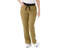 Coastal AVE Women's Modern Bootcut Scrub Pants with Cargo Pockets, Khaki, Size L