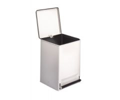 Trash Can Brewer 32 Quart Square White Steel Step On
