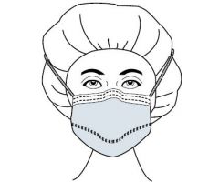 Surgical Mask Sensitive Skin Pleated Tie Closure One Size Fits Most White NonSterile ASTM Level 1 Adult