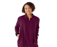 Solano AVE Women's Athletic Fit Scrub Jacket, Wine, Size S