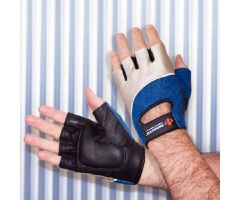 Impact Glove Rolyan Workhard Half Finger Large Black/Blue/Gray Left Hand