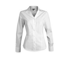 Women's Tailored Full-Placket Stretch Shirt with 3/4-Length Sleeves, White, Size 2XL