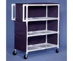 Linen Cart 5 Inch Casters, Two Locking 100 lbs. per Shelf Weight Capacity PVC Pipe 3 Removable Shelves with 15 Inch Spacing 50 X 24 Inch