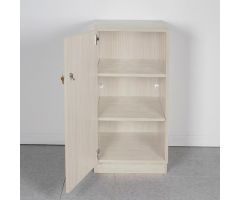 Base Cabinet w/ Locking Door, 18", Hinged Left, Beige w/ Crescent Pull Handle