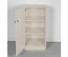 Base Cabinet w/ Locking Door, 18", Hinged Right, White w/ Crescent Pull Handle