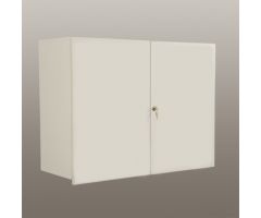 Wall Cabinet with Locking Overhang Doors, 36 Inch - Oak