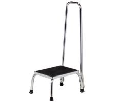 Step Stool with Handrail 1-Step Chrome Plated Steel 9 Inch Step Height