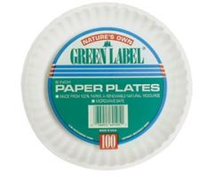 Plate AJM Packaging Corporation White Single Use Paper 9 Inch Diameter