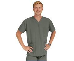 Madison AVE Unisex Stretch Scrub Top with 3 Pockets, Olive, Size XS
