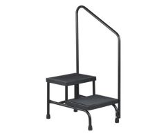 Step Stool with Handrail McKesson Bariatric 2-Steps Powder Coated Steel 9 / 16 Inch Step Height