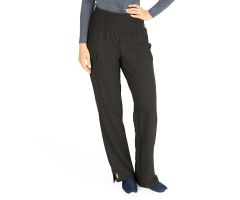 Ocean Ave Women's Stretch Wide Waistband Scrub Pants with Cargo Pocket, Black, Petite Inseam, Size L